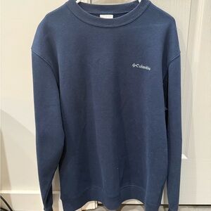 Columbia Blue Crewneck Sweater with Ribbed Collar and Cuffs